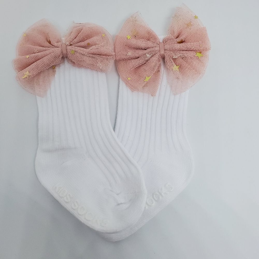 NWOT Chicbaby White Socks with Pink Bows